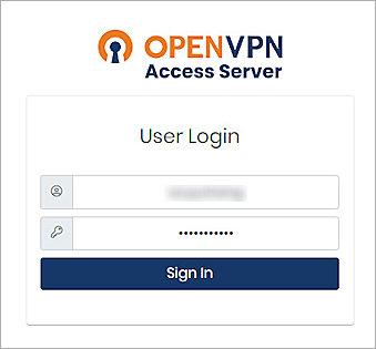 Screenshot of the OpenVPN Client Web UI, User Login